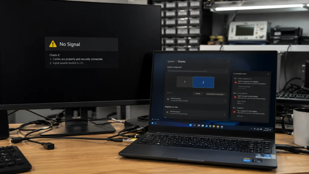 Run the external monitor test — it tells you everything