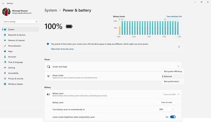 Set your Windows power and system settings