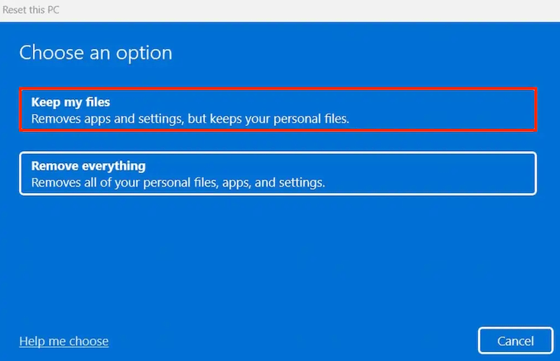 Back up first, because a full reset deletes your files